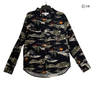 Old Navy Navy Mountain Print Men's Shirt